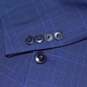 Jos A. Bank Plaid Slim Fit Check Blue Blazer Men's Sport Coat Jacket Size‎ 44-R